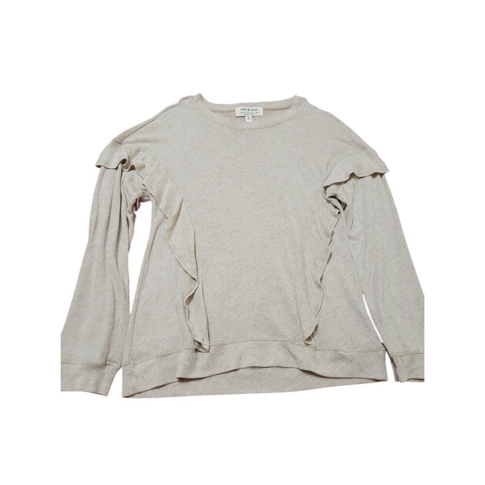 Anthropologie Cloth & Stone Womens M Ruffle Knit Gold Threads G10.2